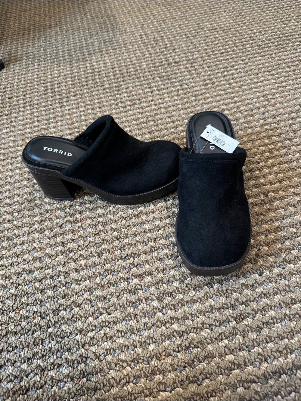 torrid Black Suede Slip-On Mule Heels